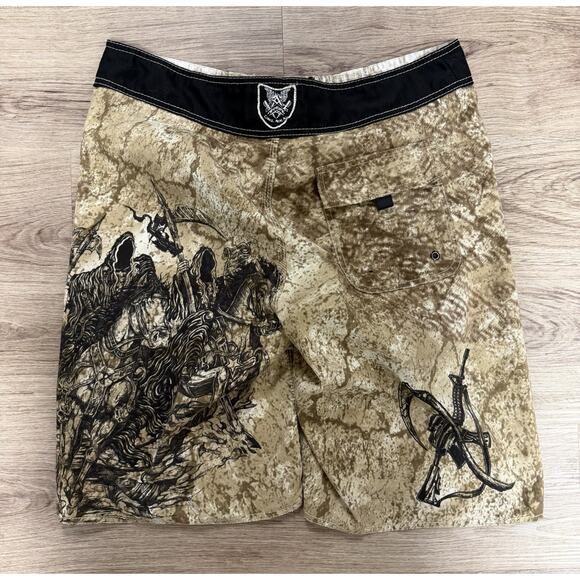 Appreme Board Shorts Adult Large Death To The Wicked Grim Reaper Surf Mens - Picture 2 of 4